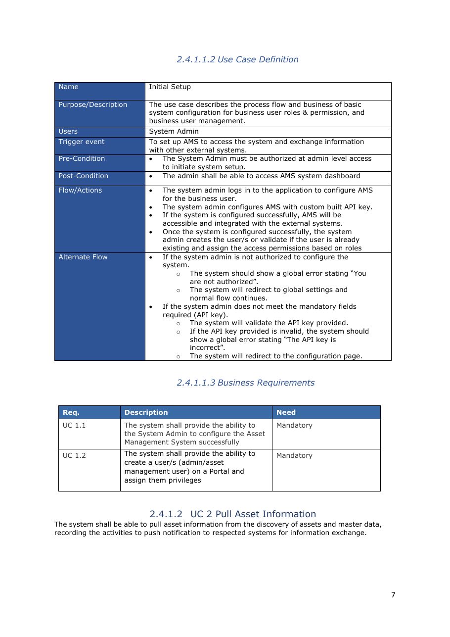 Business Requirements Specification, page 8 of 16