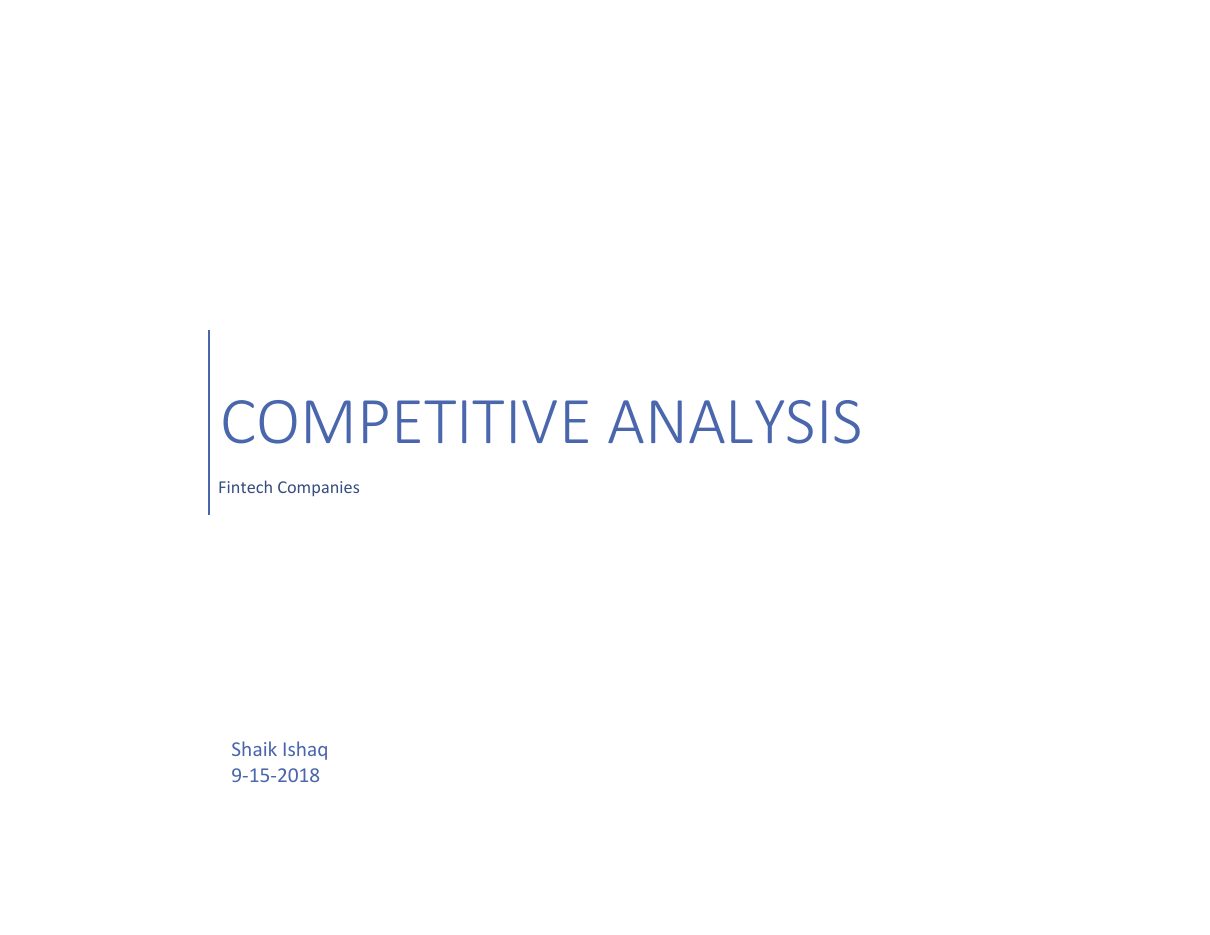 Fintech Competitive Analysis, page 1 of 13