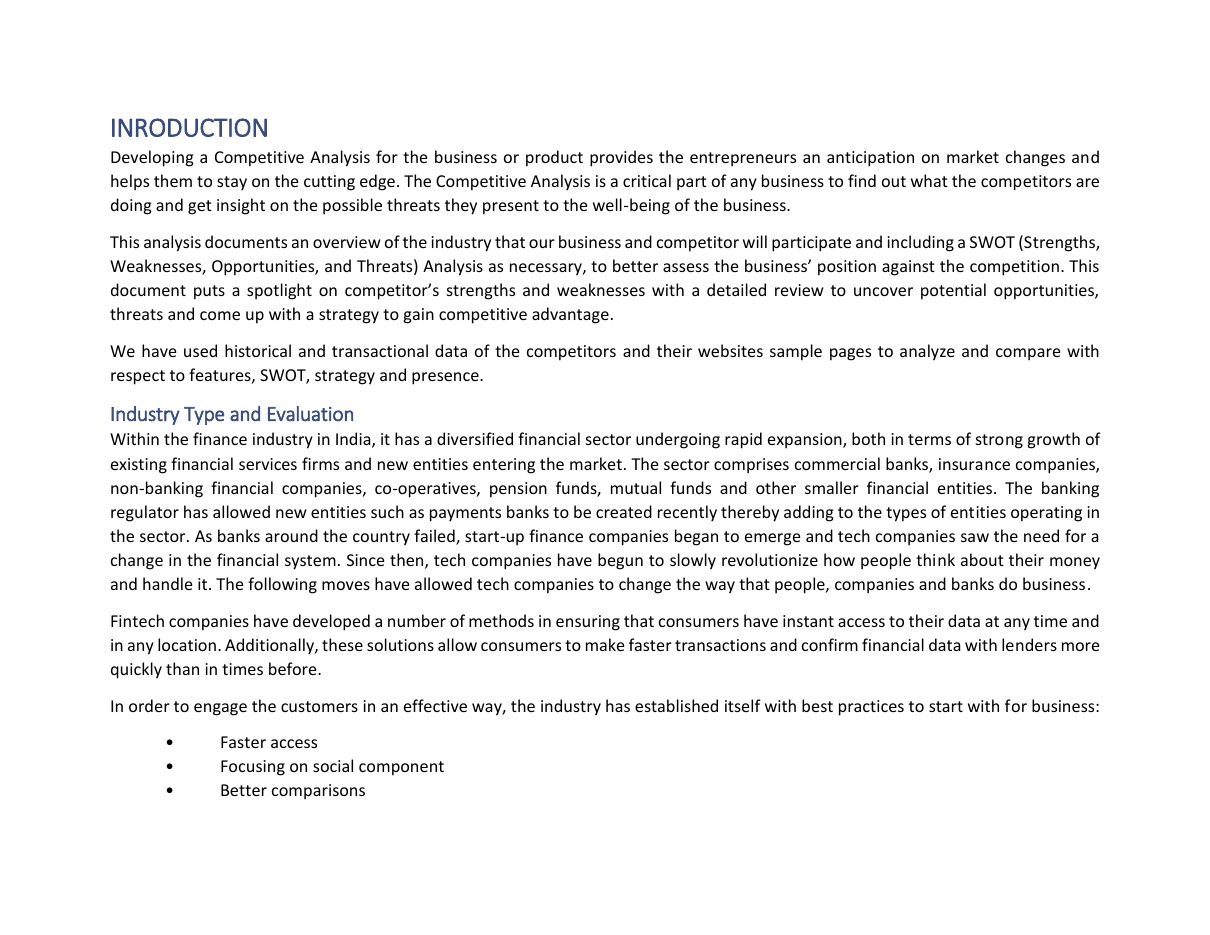 Fintech Competitive Analysis, page 3 of 13